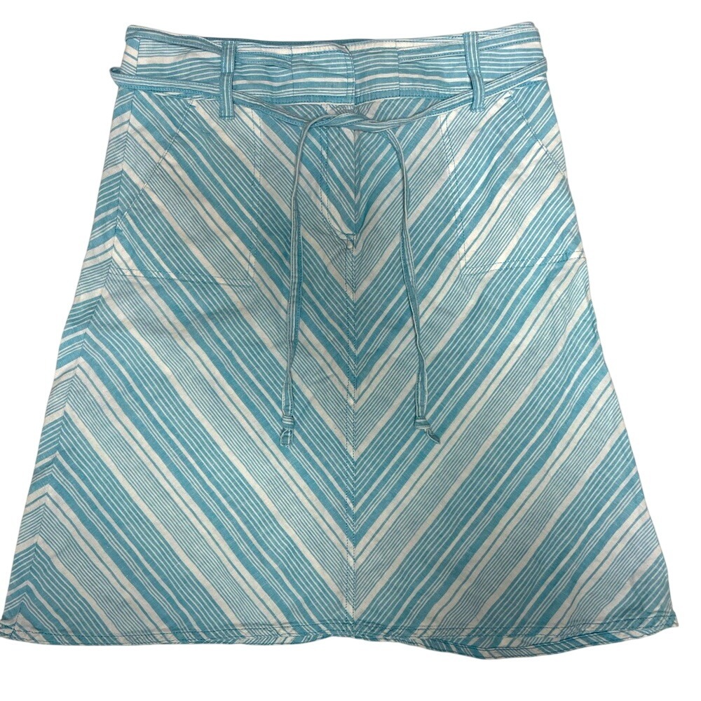 Talbots Linen Blend Aqua A Line Skirt Womens 8